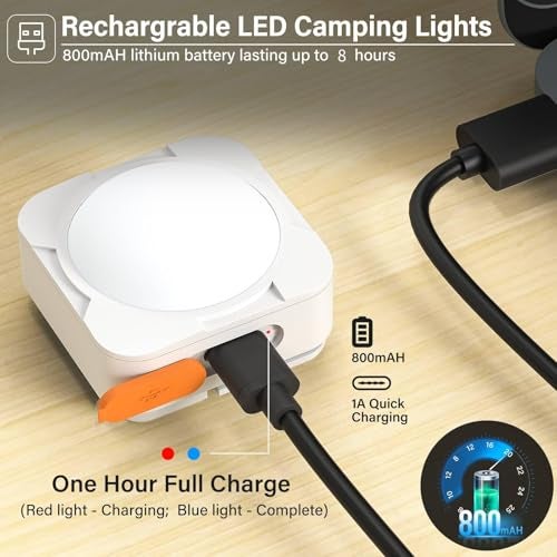 FLY2SKY Rechargeable Camping Lights FLY2SKY 2Pcs White Tent Lights Mini Flashlight Portable LED Camping Lantern Survival Gear Camping Accessories for Hiking Backpacking Fishing Hurricane Emergency Outage - Image 4