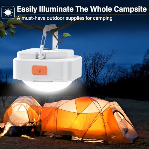 FLY2SKY Rechargeable Camping Lights FLY2SKY 2Pcs White Tent Lights Mini Flashlight Portable LED Camping Lantern Survival Gear Camping Accessories for Hiking Backpacking Fishing Hurricane Emergency Outage - Image 3