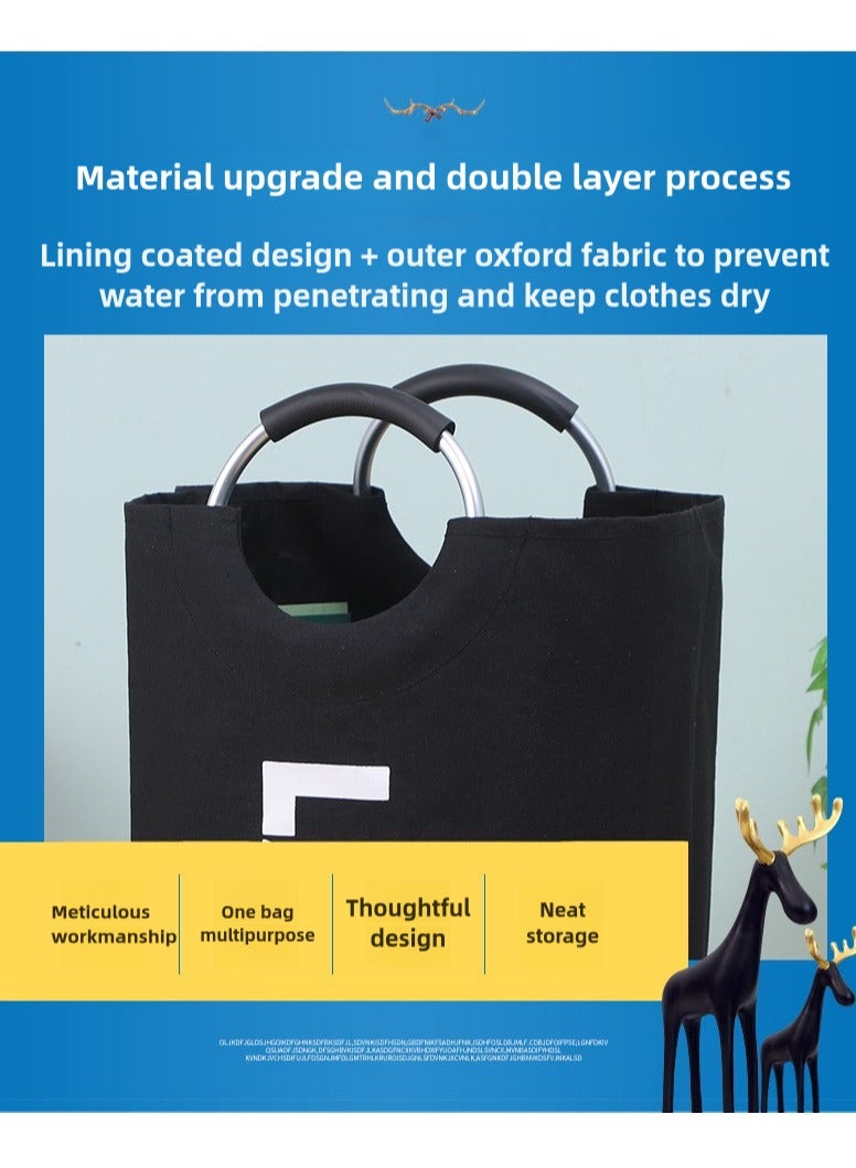 AuliceVerse 90L Laundry Basket Collapsible Slim with Aluminium Handles Washing Hamper Bag Organizer Easy Storage for Dirt Clean Clothes Toys Bedroom Bathroom Kitchen - Image 3