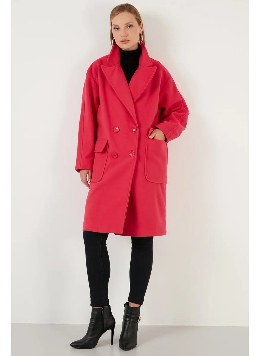 Lela Oversize Double Buttoned Double Breasted Collar Long Coat Women's Coat 6230043