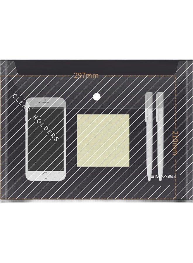 Simaa 20-Pack A4 Button Closure Transparent File Folders For Students, Striped Thickened Subject Folders, Waterproof Exam Paper Document Storage Folders, File Folders 20096 - Image 2