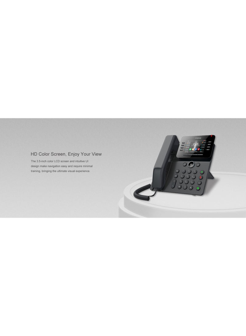 Fanvil V64 Prime Business Phone - 3.5-Inch Color LCD, 12 SIP Lines, HD Audio, Dual Gigabit Ports, PoE, 6-Party Conference for Business Offices - Image 4