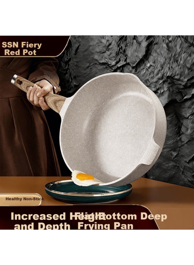 Ssn Non-stick Frying Pan Maifan Stone Coating Flat Bottom Skillet Induction And Gas Stove Compatible Home Cooking Pan - Image 1