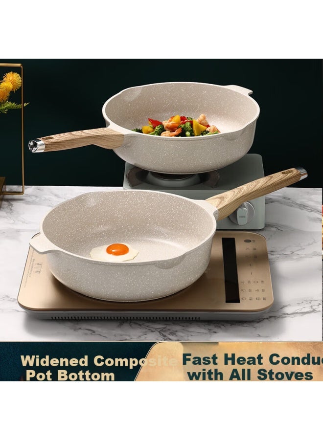 Ssn Non-stick Frying Pan Maifan Stone Coating Flat Bottom Skillet Induction And Gas Stove Compatible Home Cooking Pan - Image 3