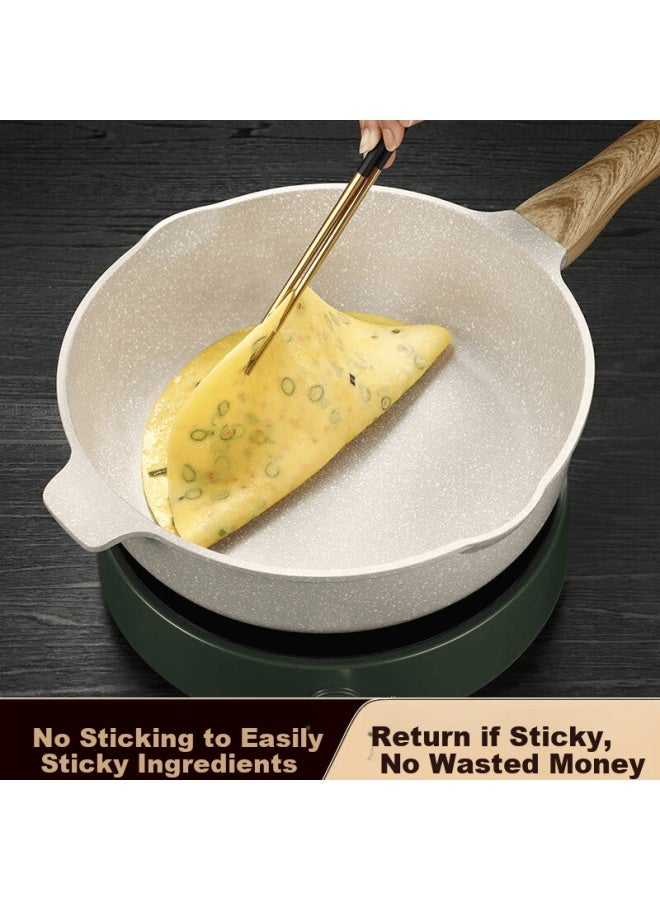 Ssn Non-stick Frying Pan Maifan Stone Coating Flat Bottom Skillet Induction And Gas Stove Compatible Home Cooking Pan - Image 2
