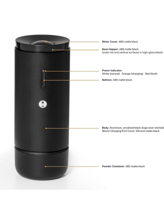 TIMEMORE Burr Coffee Grinder, Portable Electric Grinder with Metal Body, 30 Precise Settings for Espresso to French Press, Low Noise Design, Auto Stop & Clog Protection for Home & Outdoor Use (Black) - Image 2