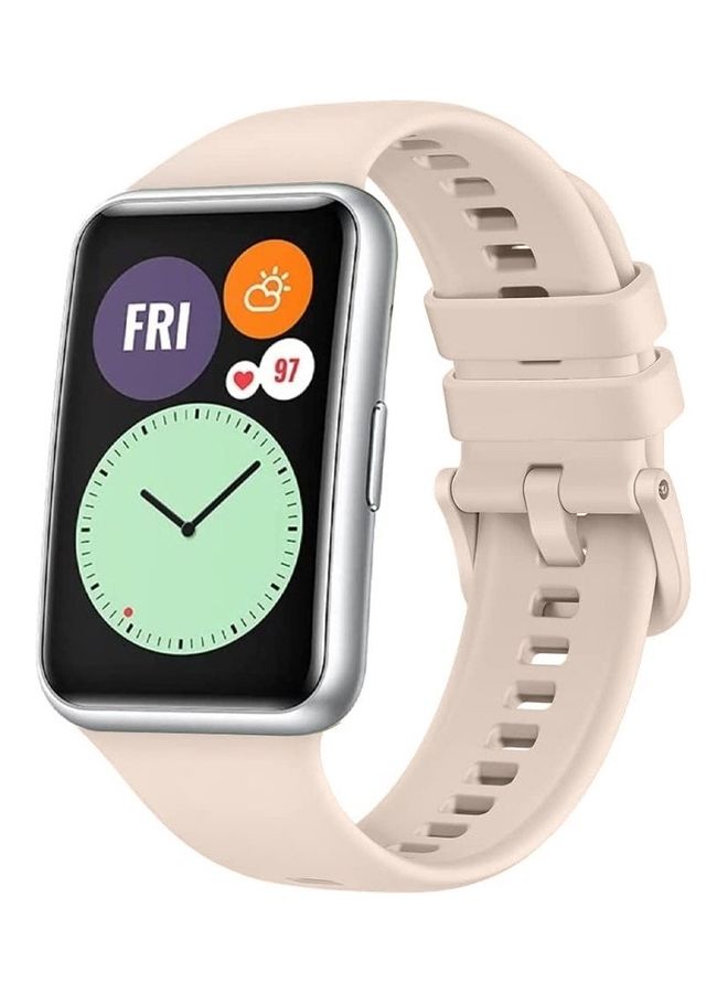 Loquat Adjustable Silicone Sport Watch Bands Replacement Wristband Compatible With Huawei Watch Fit 2 Pink Sand - Image 1