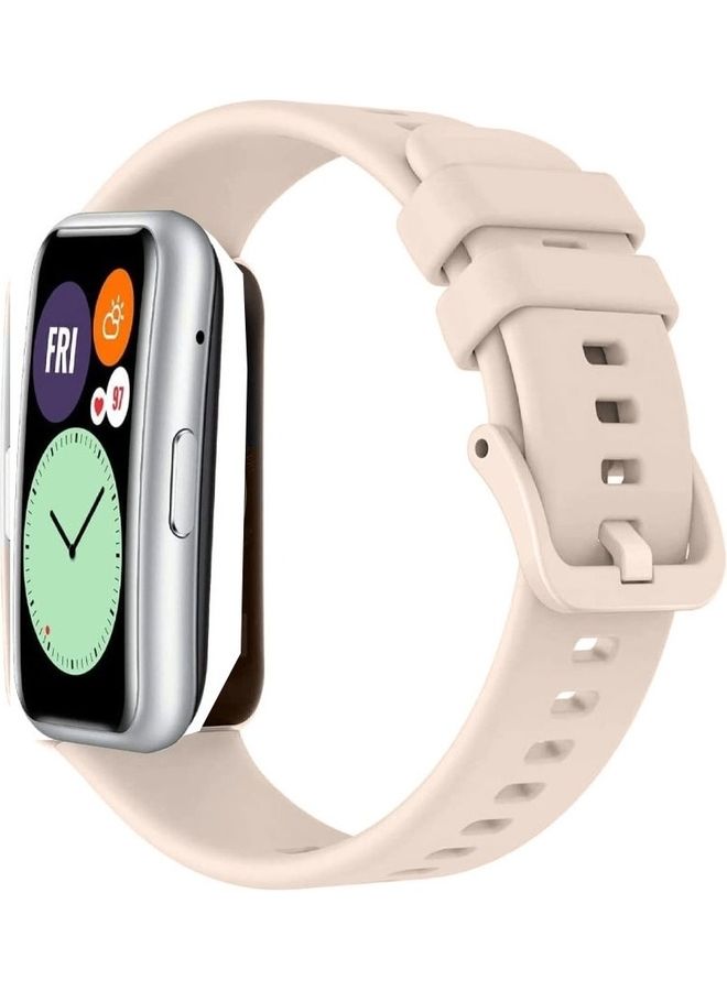 Loquat Adjustable Silicone Sport Watch Bands Replacement Wristband Compatible With Huawei Watch Fit 2 Pink Sand - Image 4