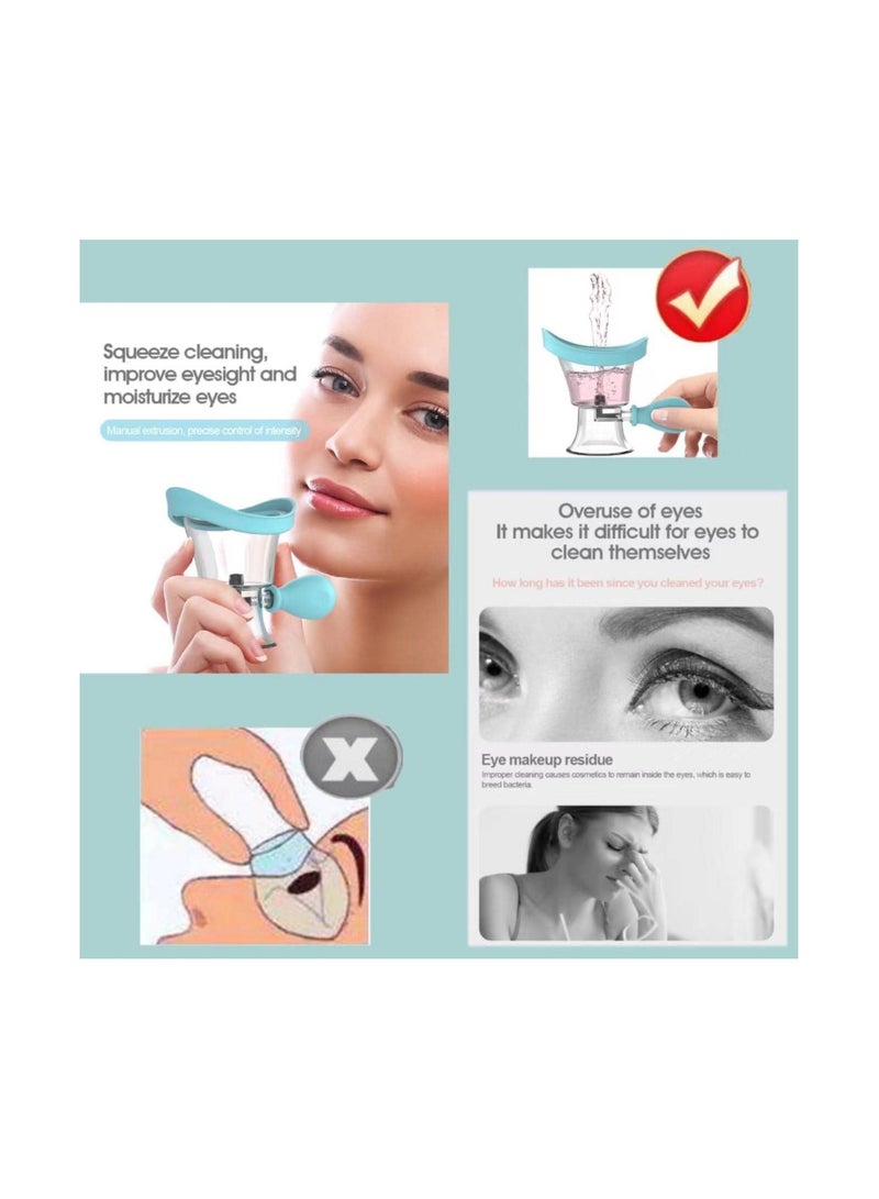 SYOSI Eye Wash Cup,Eye Wash Cleaner Kit Silicon Manual Air Pressure Eye Cleaning Cup Tool Effective Eye Rinse Clean Dust Makeup Irritants,Transparent with Storage Container Eye Cup Soothing Tired Eyes - Image 4