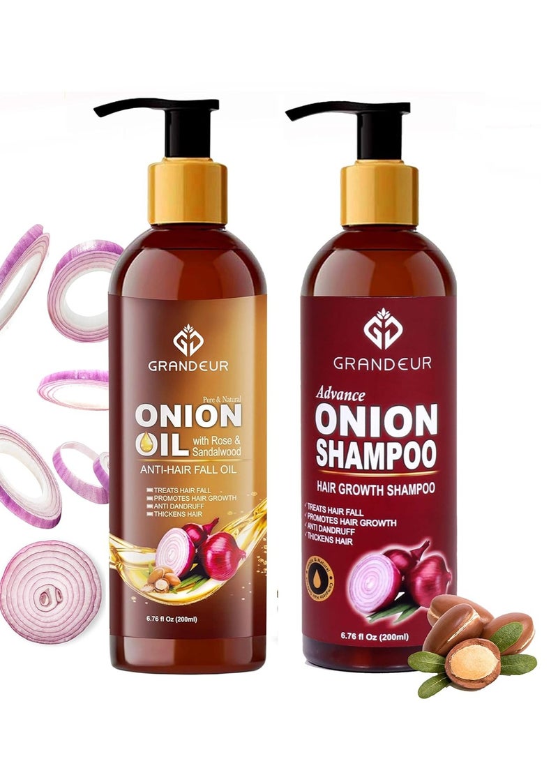 جراندور شامبو جراندور بالبصل 200 مل للشعر وزيت البصل 200 مل لنمو الشعر بخلاصة البصل الأحمر - Image 1