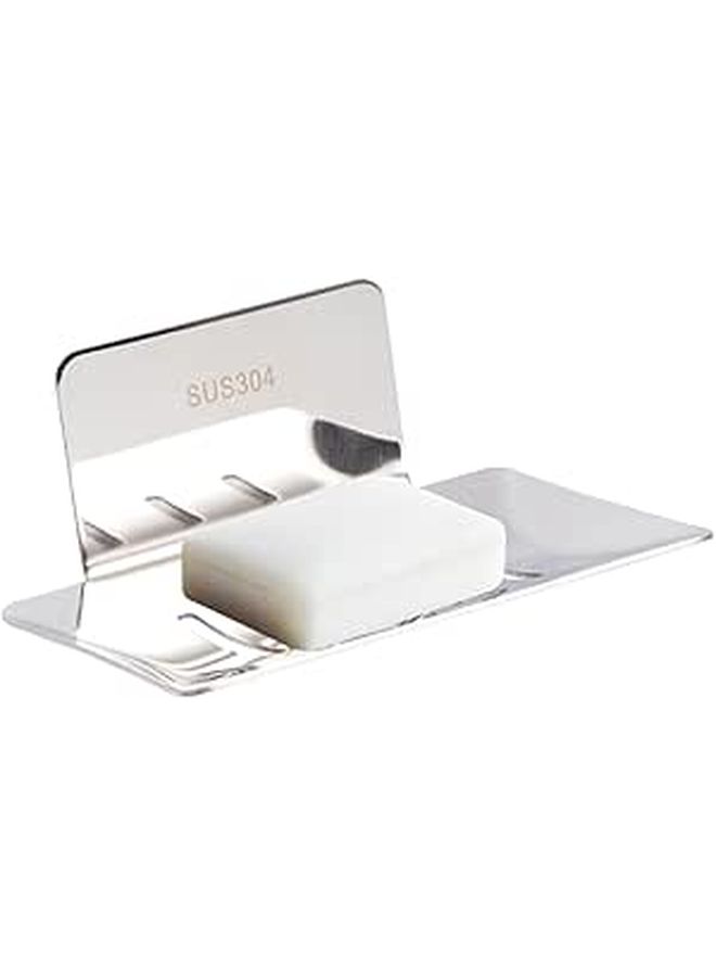 Stainless Steel Soap Holder With Glue Punch Rustproof Easy Installation Silver - Image 1