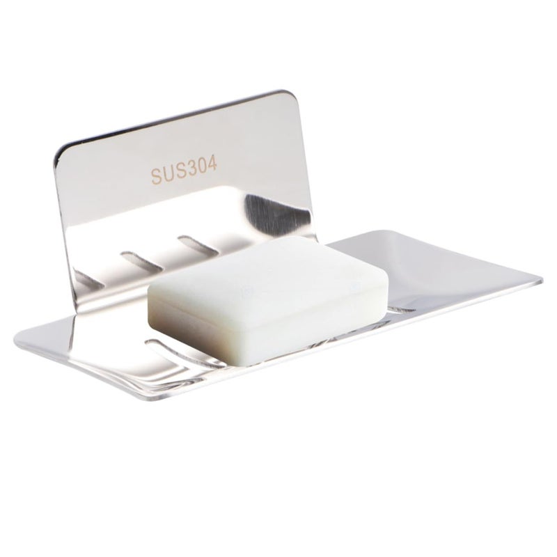 Stainless Steel Soap Holder With Glue Punch Rustproof Easy Installation Silver - Image 2