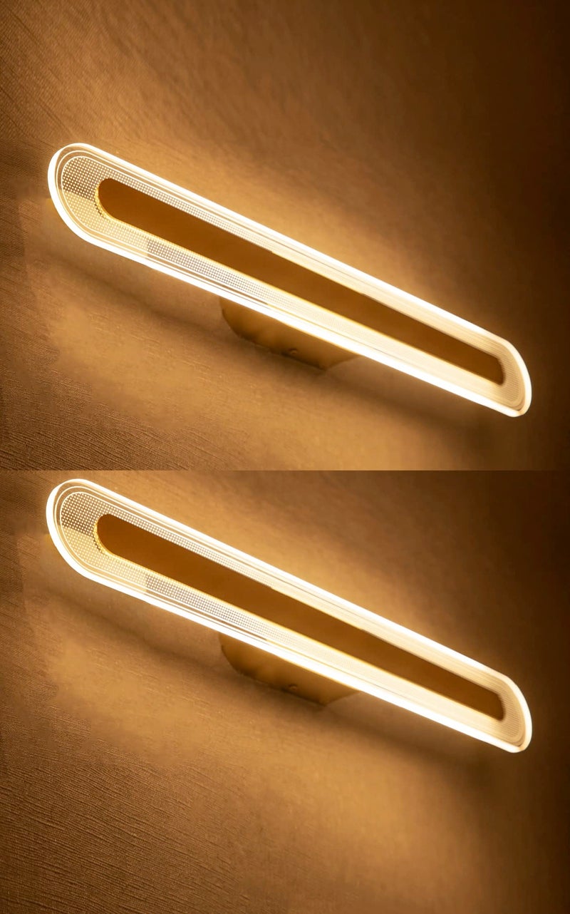 Groeien (Pack of 2 15 Watts Modern Transparent Decorative LED Mirror Bathroom Picture Wall Light(Warm White) (2) - Image 1