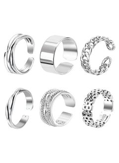 Open Adjustable Rings Set Unisex Stacking Ring Stackable Jewelry Gift Finger Rings for Women Men Girls Boys 6pcs Silver - pzsku/Z8AC91B638445FE7F486DZ/45/_/1733476762/2ae7e61b-ebc3-4f24-af59-4cc04f4b57f4