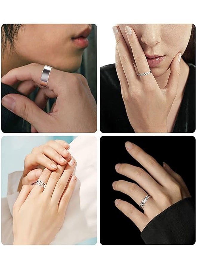 HAWAWA Open Adjustable Rings Set Unisex Stacking Ring Stackable Jewelry Gift Finger Rings for Women Men Girls Boys 6pcs Silver - Image 4