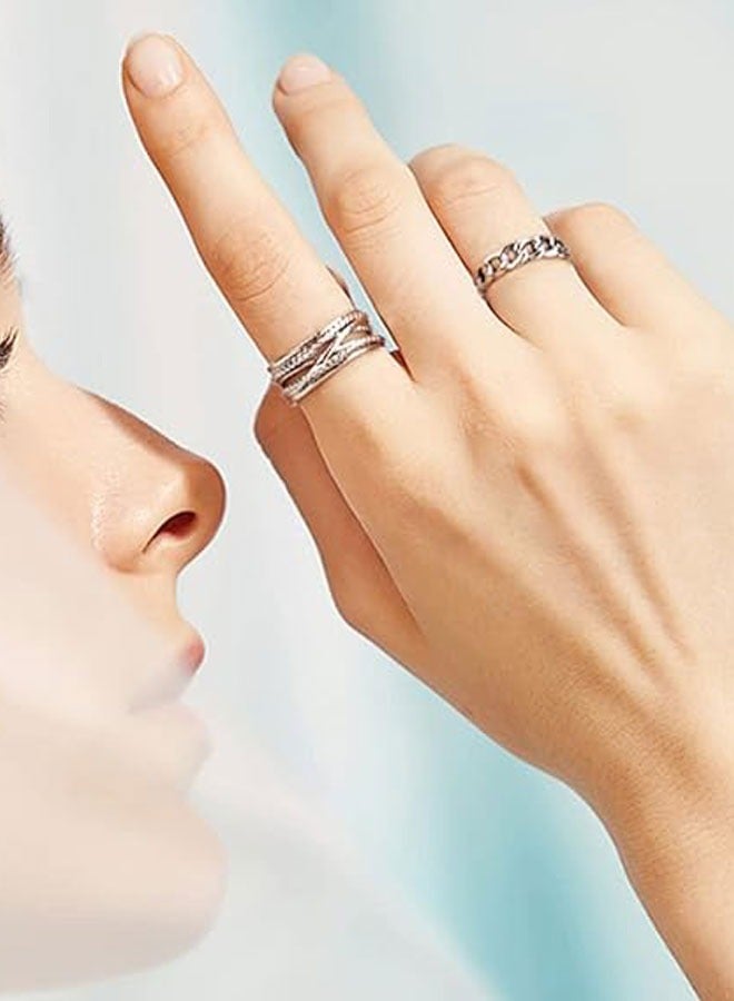 HAWAWA Open Adjustable Rings Set Unisex Stacking Ring Stackable Jewelry Gift Finger Rings for Women Men Girls Boys 6pcs Silver - Image 5