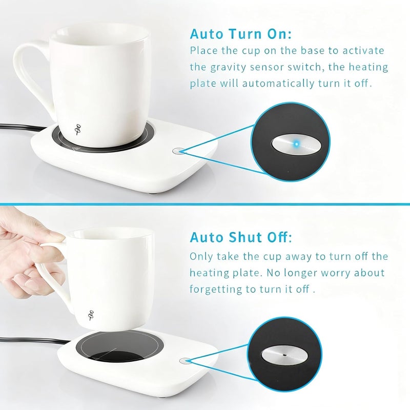 Misby Coffee Mug Warmer, Mug Warmer for Desk Use with Auto Shut Off, Gravity-Induction Coffee Warmer for Coffee Lovers Christmas/Birthday Gift Keep Beverages Coffee Cup Warmer (White) - Image 4