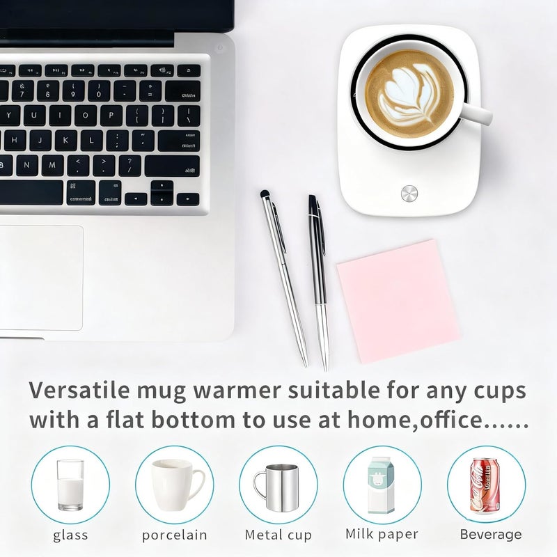 Misby Coffee Mug Warmer, Mug Warmer for Desk Use with Auto Shut Off, Gravity-Induction Coffee Warmer for Coffee Lovers Christmas/Birthday Gift Keep Beverages Coffee Cup Warmer (White) - Image 3