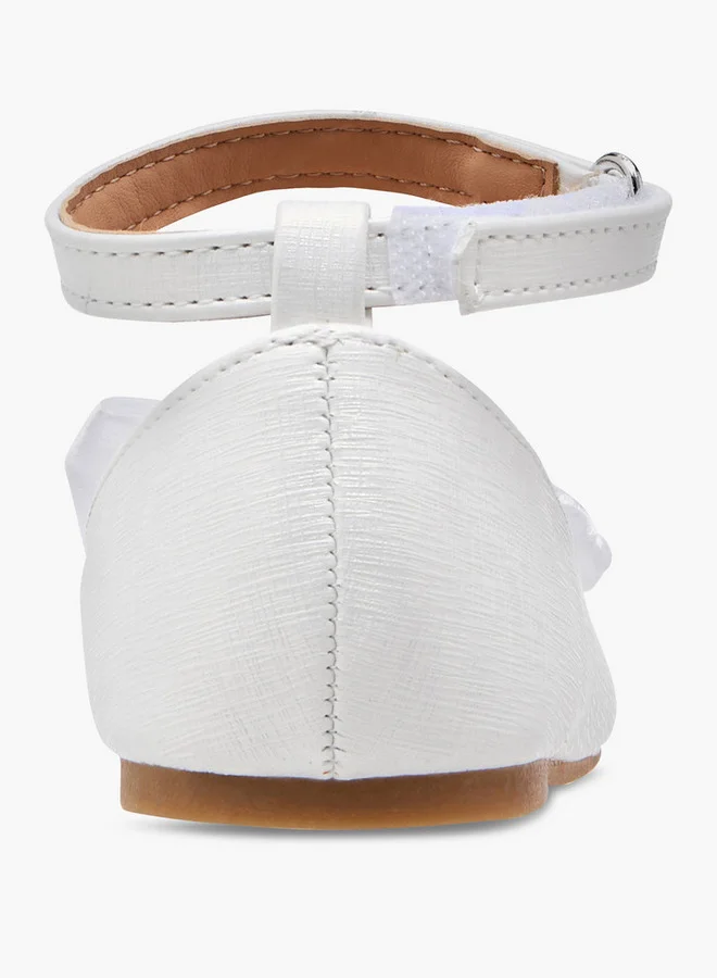 Flora Bella By Shoexpress Bow Accent Ballerina Shoes with Hook and Loop Closure