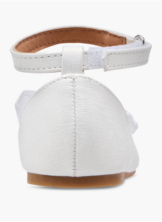 Flora Bella By Shoexpress Bow Accent Ballerina Shoes with Hook and Loop Closure  - Image 5