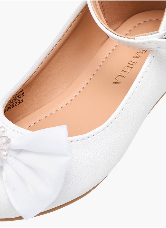 Bow Accent Ballerina Shoes with Hook and Loop Closure