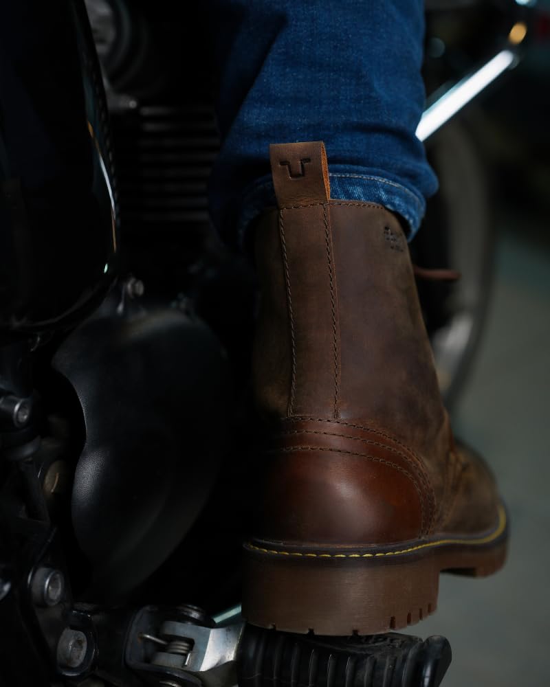Trip Machine Company Premium Leather Men's Motorcycle Riding Boots - Derby | 3 Point Protection | Ankle, Toe & Heal Protectors | CE Certified | Light Weight | Anti Slip Sole | Lifestyle Boots (Brown, Boots Only, UK Footwear Size System, Adult, Men, Numeric, Medium, 9) - Image 2