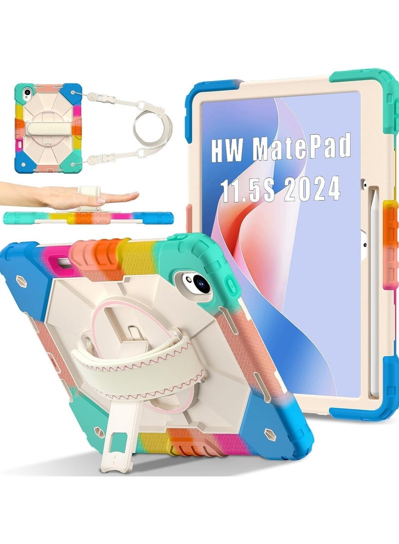 general Shockproof Case Compatible with Huawei MatePad 11.5 S 2024 Case, Anti-Scratch High Grade Tablet Cover with Kickstand & Shoulder/Hand Strap Protective Shockproof Case - Image 1
