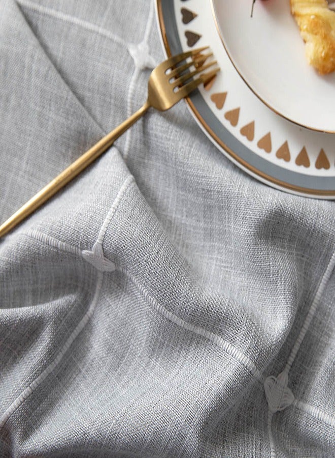 Arabest Cotton Linen Tablecloths, Checked Lattice Embroidery Tassel Table Cover 140x180cm (55 x 70 Inch) for Home Kitchen Dinning Tabletop Rectangle, Grey, Seats 4-6 People - Image 5