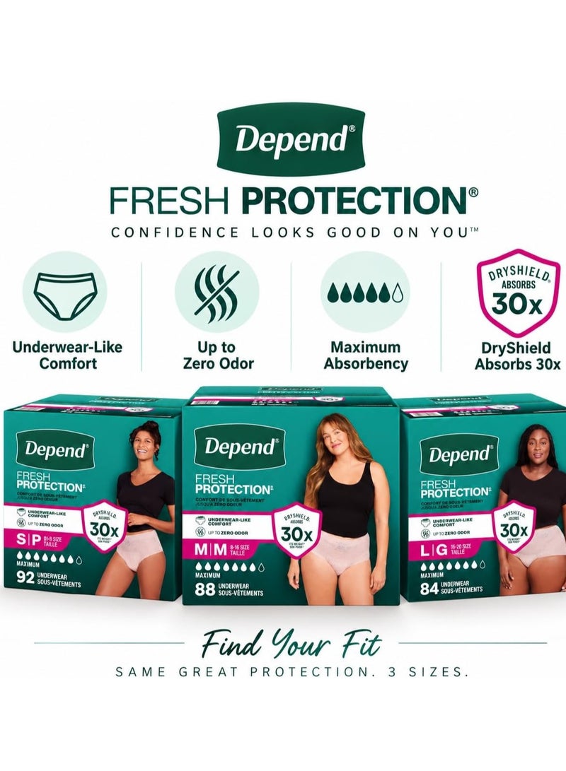 ملابس داخلية نسائية من "ديبيند" (Depend) للحماية من سلس البول (Fresh Protection) - قدرة قصوى على الامتصاص - راحة تضاهي الملابس الداخلية العادية - حماية تامة من الروائح - للاستخدام مرة واحدة - مقاس كبير (Large) - عبوة تحتوي على 84 قطعة - تناسب المقاسات 16-20. - Image 5