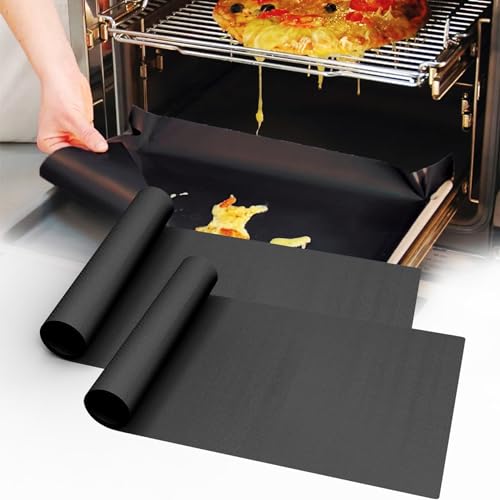 UBeesize 2 Pack Thickened Oven Liners for Bottom of Oven BPA PFOA Free Reusable 16x24 Inch Heavy Duty Non Stick Teflon Oven Mats Fit Electric Gas Toaster Convection Microwave Ovens Grills - Image 1