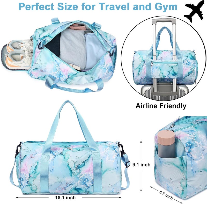 LEDAOU Gym Bag Sports Duffle Bag with Wet Pocket Weekender Overnight Bag with Waterproof Shoe Pouch and Air Hole for Girls Kids Women Travel Foldable Bag - Image 3