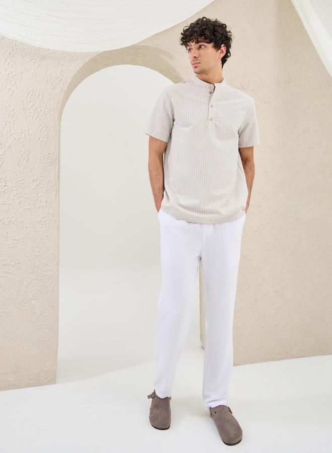 Styli Styli Striped Relaxed Fit Mandarin Collar Shirt  - Image 2