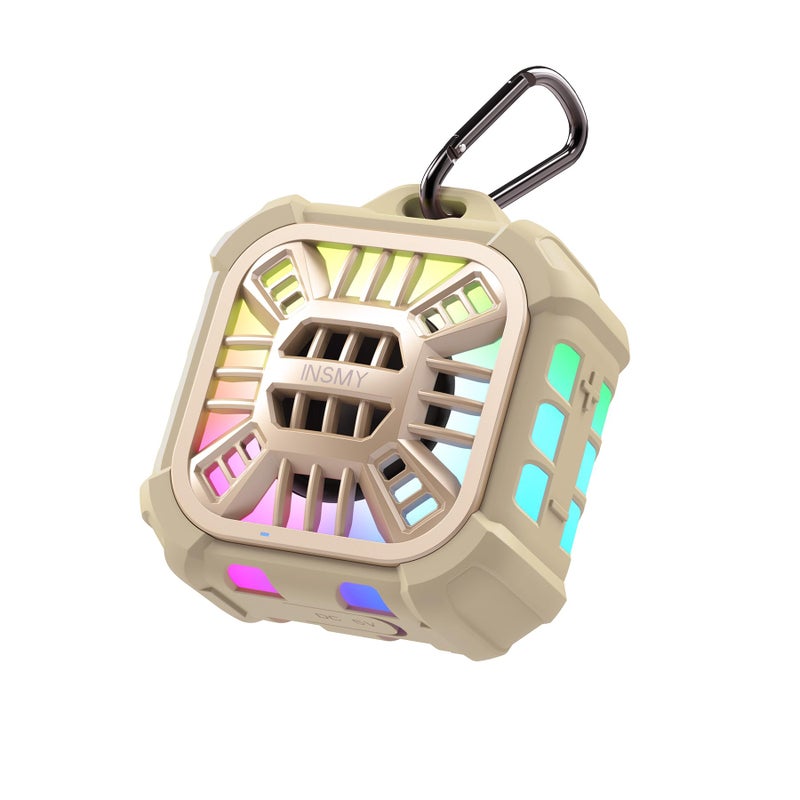 INSMY Shower Bluetooth Speaker, IP67 Waterproof Portable Small Multi Sync 100+ Speakers, Big Volume Booming Bass, 24H Playtime/Floatable/RGB Lights for Outdoor/Kayak/Beach/Golf (Khaki) - Image 1
