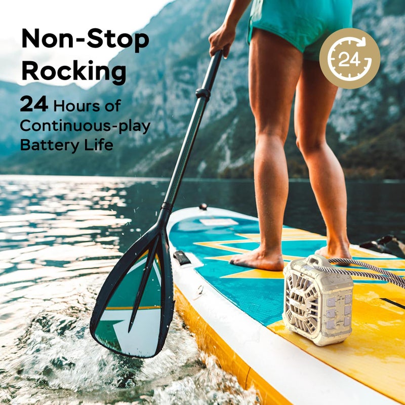 INSMY Shower Bluetooth Speaker, IP67 Waterproof Portable Small Multi Sync 100+ Speakers, Big Volume Booming Bass, 24H Playtime/Floatable/RGB Lights for Outdoor/Kayak/Beach/Golf (Khaki) - Image 4