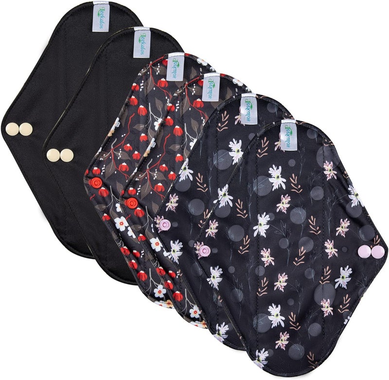 Leekalos Leekalos Reusable Menstrual Pads - Bamboo Menstrual Cloth Pads | Light Incontinence Pads | Reusable Sanitary Pads - Pack of 6, 1 Cloth Mini Wet Bag