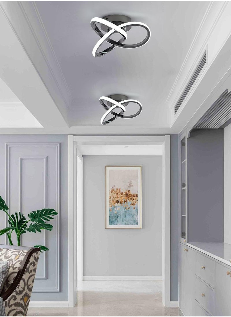 Ganeed Hallway Light,20W LED Ceiling Light,Semi Flush Mount Chandelier, Kitchen Led Lights Fixtures for Foryer Bedroom Garage Bathroom Balcony Corridor Stair Aisle Lamp，Chrome,6000K  - Image 2