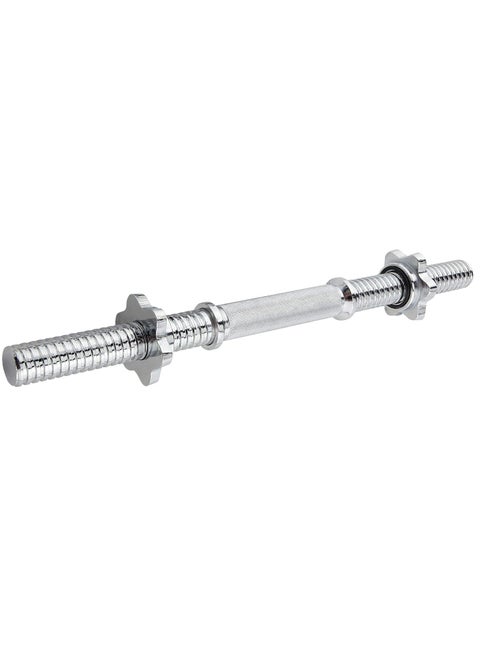 Chromed Threaded Dumbbell Weightlifting Bar Handle with Spin Locks, 35CM