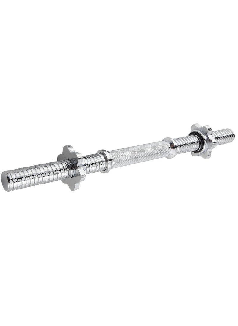 Generic - Chromed Threaded Dumbbell Weightlifting Bar Handle with Spin Locks, 35CM - Image 1