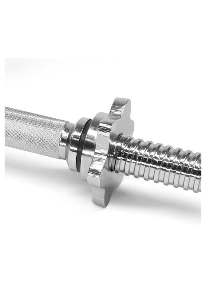 Generic - Chromed Threaded Dumbbell Weightlifting Bar Handle with Spin Locks, 35CM - Image 1