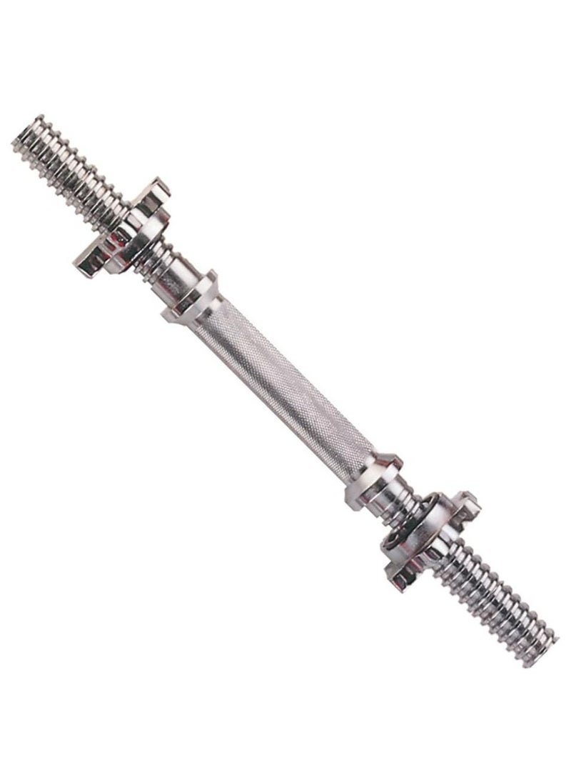 Generic - Chromed Threaded Dumbbell Weightlifting Bar Handle with Spin Locks, 35CM - Image 1