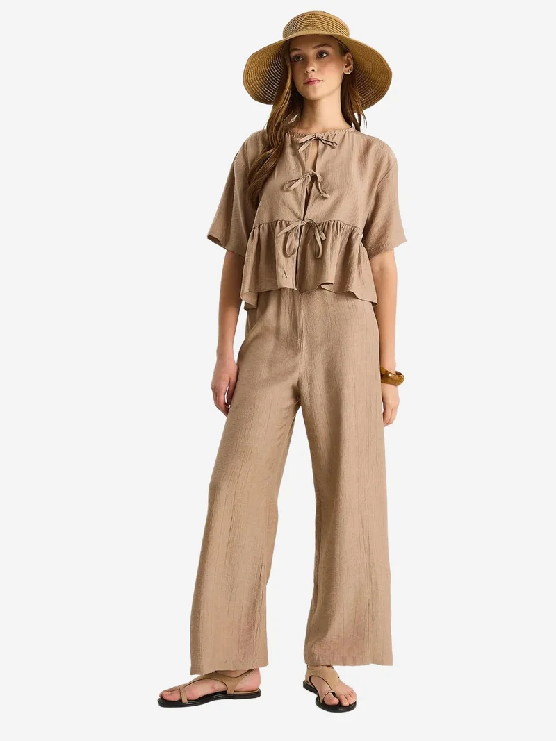 LUCCI Textured Two-Piece Coord Set with Ruffle Detail