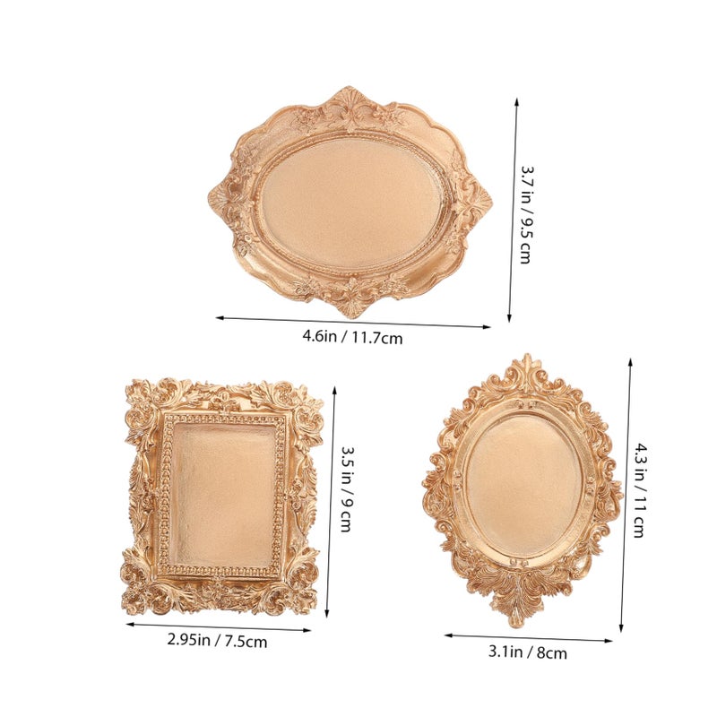 3pcs Victorian Decor Resin Leaf Shaped Jewelry Tray Ring Dish Display Brown - Image 3