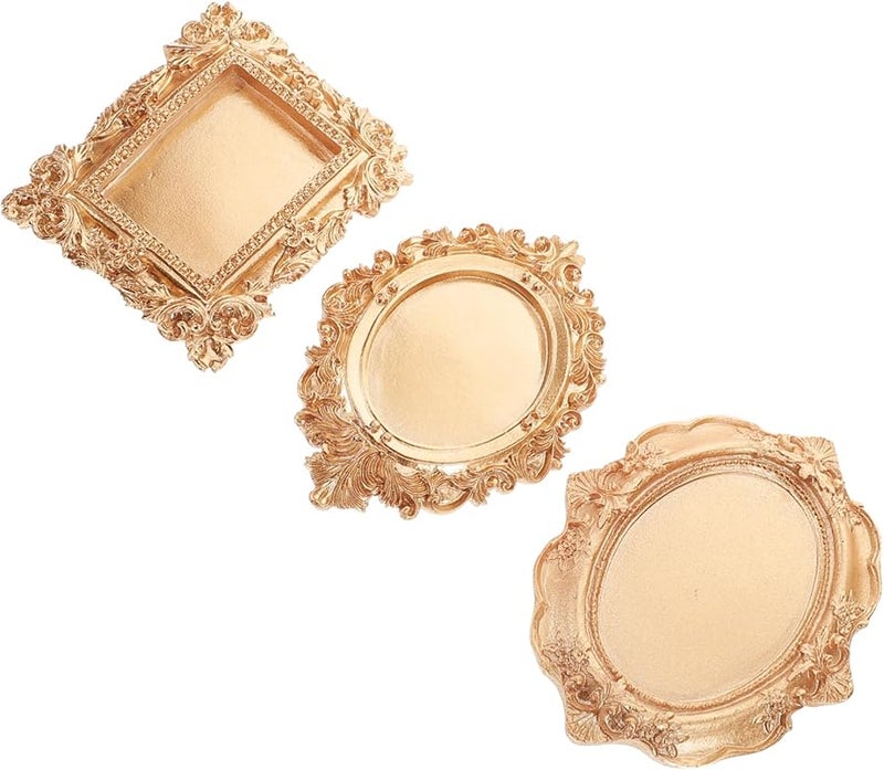 3pcs Victorian Decor Resin Leaf Shaped Jewelry Tray Ring Dish Display Brown - Image 1