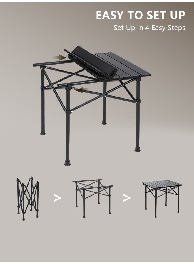 جدول التخييم، جدول قابل للطي محمول للأشخاص من 2 إلى 4 أشخاص، جدول قابل للطي للتخييم من الألومنيوم مع حقيبة حمل، مسؤول الطهي في الهواء الطلق، نزهة، معسكر، رحلة، فناء خلفي، فناء منزلي، فناء منزلي (أسود) - Image 3