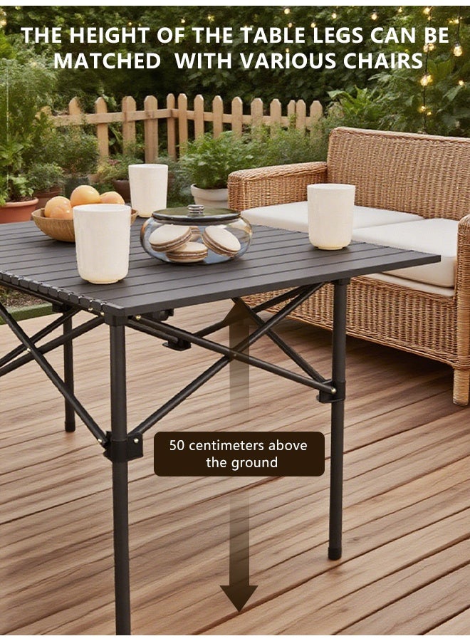 جدول التخييم، جدول قابل للطي محمول للأشخاص من 2 إلى 4 أشخاص، جدول قابل للطي للتخييم من الألومنيوم مع حقيبة حمل، مسؤول الطهي في الهواء الطلق، نزهة، معسكر، رحلة، فناء خلفي، فناء منزلي، فناء منزلي (أسود) - Image 5