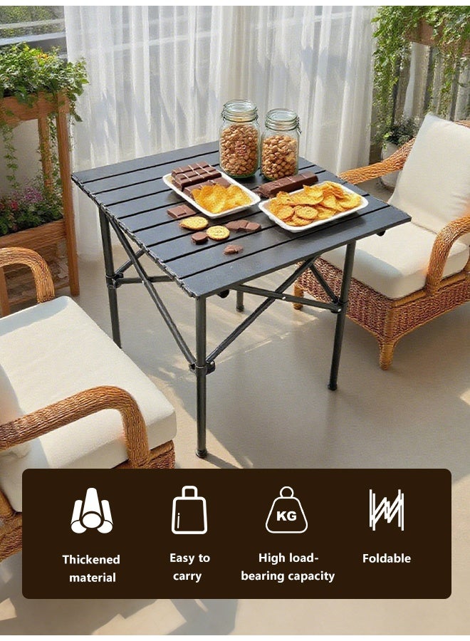 جدول التخييم، جدول قابل للطي محمول للأشخاص من 2 إلى 4 أشخاص، جدول قابل للطي للتخييم من الألومنيوم مع حقيبة حمل، مسؤول الطهي في الهواء الطلق، نزهة، معسكر، رحلة، فناء خلفي، فناء منزلي، فناء منزلي (أسود) - Image 4