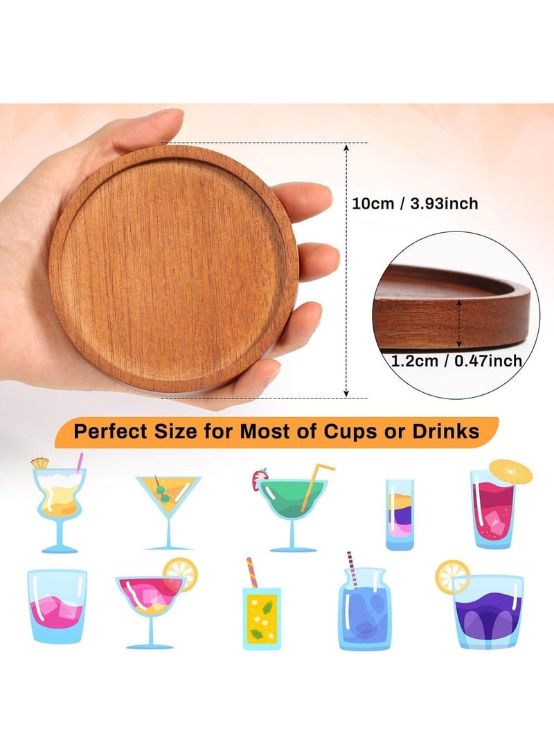 آي هوم شوب 6 قطع من أفضل الوقايات الخشبية مع حامل، ديكور طاولة قهوة، وقايات أكواب حديثة للمشروبات، طاولة طعام منزلية، إكسسوارات مطبخ، بار بيرة لطيف، وقايات خارجية زخرفية على الطراز الريفي - Image 3