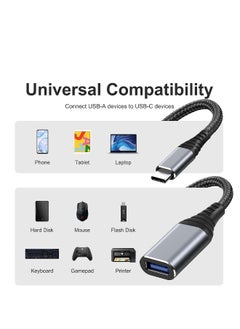 ماركة غير محددة محول USB C إلى USB، عبوة 2 قطعة، كابل محول نوع C ذكر إلى USB 3.1 أنثى OTG، سرعة عالية 5 جيجابت في الثانية، محول USB متوافق مع MacBook Air Pro، سامسونج غالاكسي، رمادي 