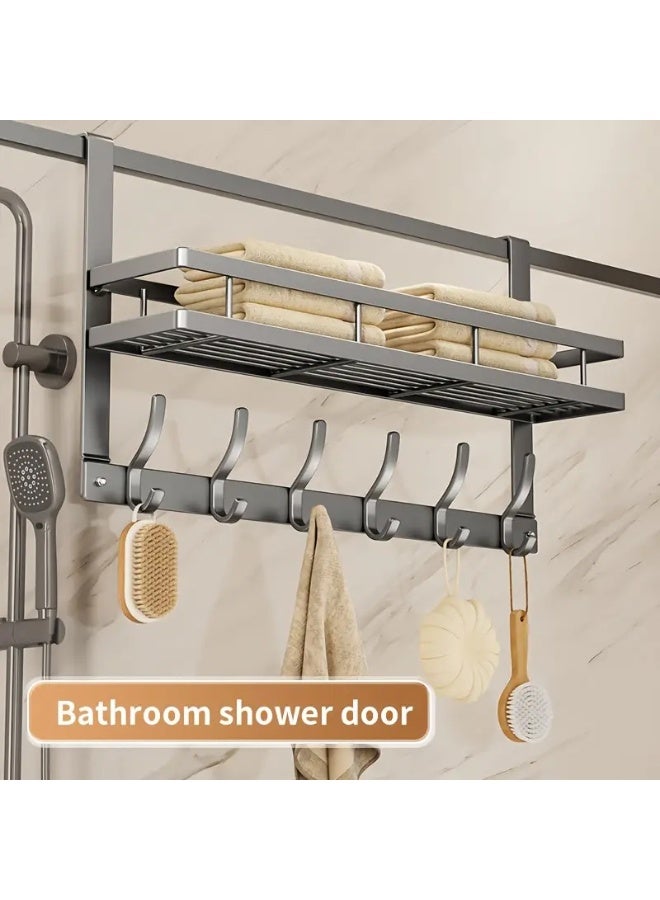 DubaiGallery Over Door Coat Rack with Shelf – Stylish Aluminum Organizer for Hats, Scarves, Bags & Jackets - Image 2