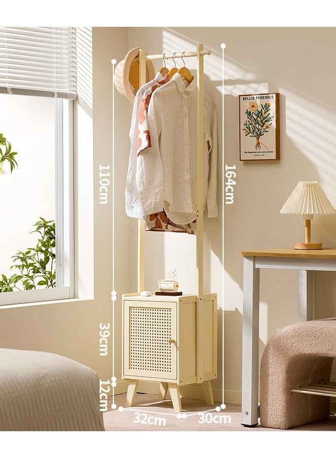 شو وو 2 في 1 حامل معاطف من الخيزران مع طاولة بجانب السرير، حامل معاطف متعدد الوظائف مع أدراج، لغرفة المعيشة وغرفة النوم - Image 5